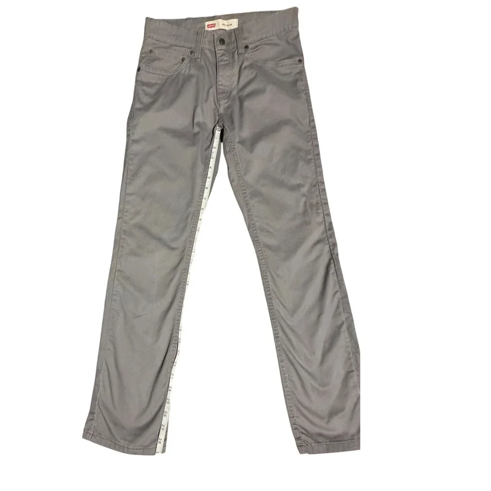 Levis 511 Slim Fit Boys Pants Gray Twill Size 16 Regular W28 L28 7648-G86